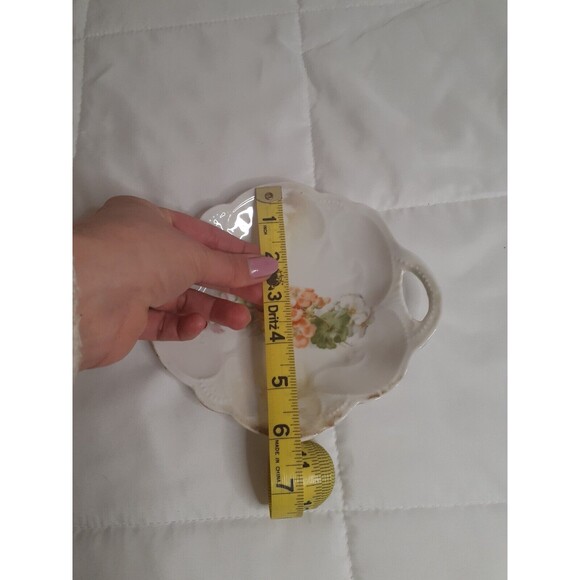 Vintage German Floral Porcelain Teardrop Shape Nut Candy Dish - Picture 5 of 6